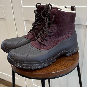 Men's Waterproof Winter Duck Boots - Burgundy/Black